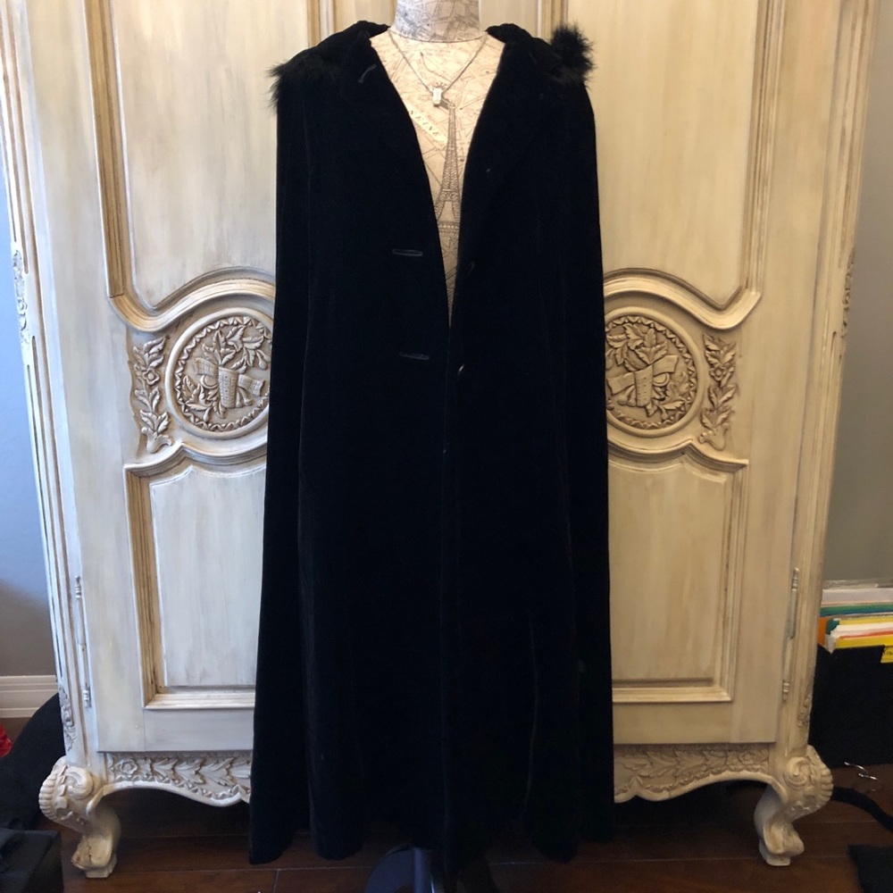 Black Vintage Velvet Cape